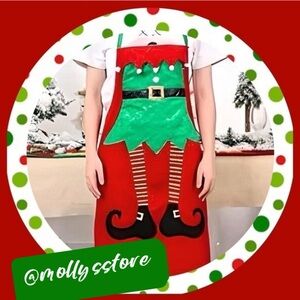 Last One! ❄️ New Christmas/Holiday Elf Apron, Red, Green & Black